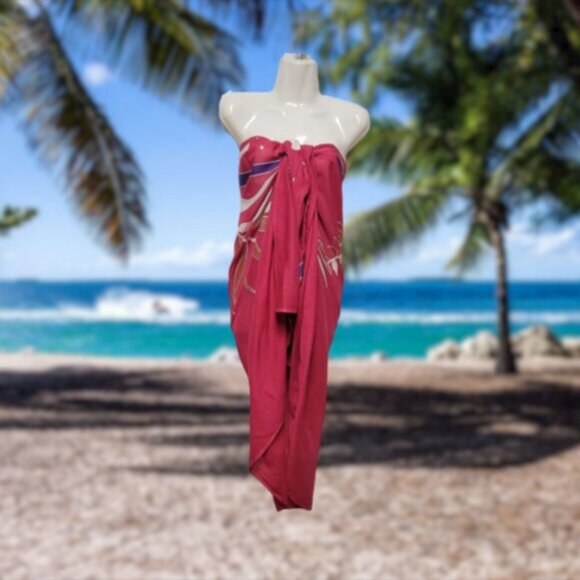 Womens Sarong Pareo Cotton Wrap HandPainted Batik Wrapskirt Beachwear -NEW - Picture 4 of 5